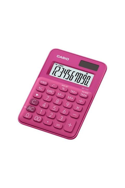 Casio Ms-7uc-rd 10 Hane Pembe Masa Üstü Hesap Makinesi
