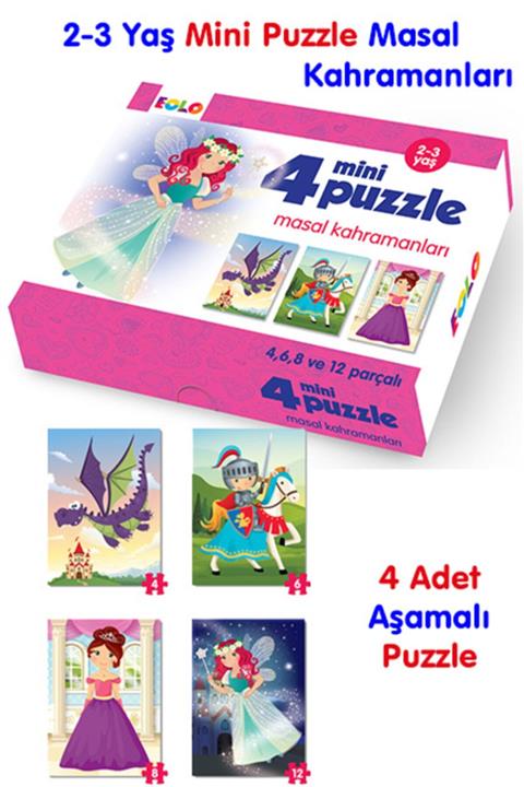 Eolo Yayıncılık 2-3 Yaş 4'lü Mini Puzzle (masal Kahramanları)
