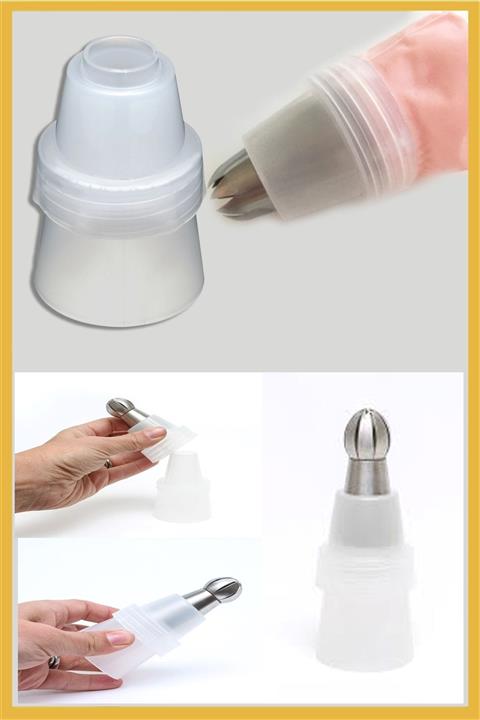 ENJOYPEPERON Krema Sıkma Torbası Ucu Adaptör Şanti Torbası Adaptörü Large ve 4 Adet Şanti Torbası