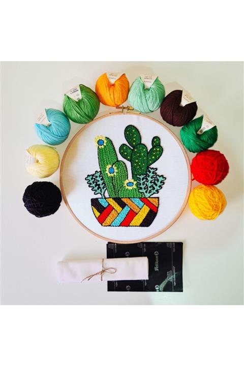 kecelemecele punch Iğnesiz Punch Nakışı Devam Seti Kaktüs