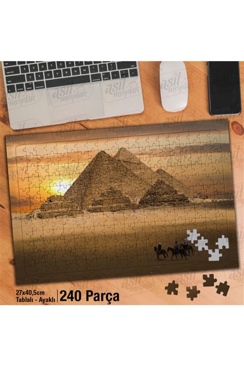 Asilmeydan Asil Hobi Piramitler - Mısır - Kum - Gün Batımı Yapboz-ayak Destekli Çerçeveli 240 Parça Puzzle