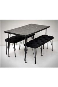 Yirmi15 Metal Ayaklı 70x120cm Black Luxury Bench Series