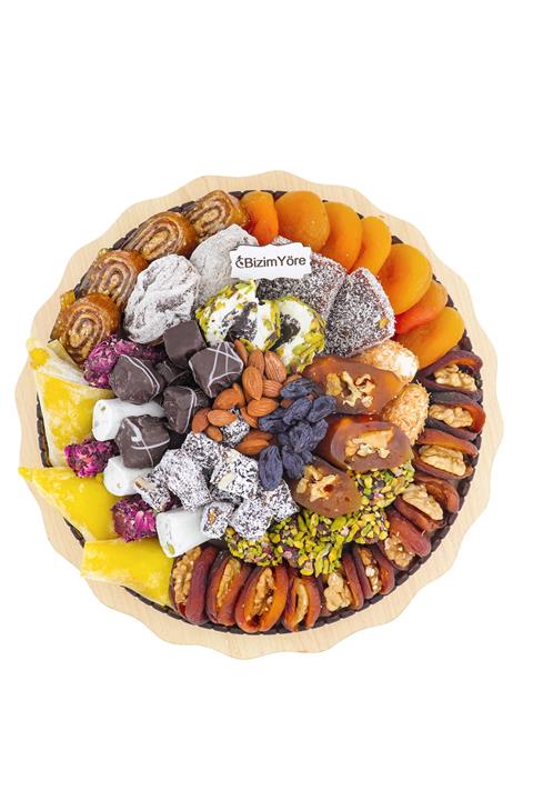 Bizim Yöre ''Geçmiş Olsun'' Hediyelik Kuru Meyve Kayısı Lokum Şekerleme Tepsisi 1,5 kg No 6