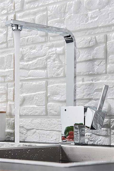 HMS Mix Kuğu Kare Mutfak Evye Bataryası Sıcak Soğuk Su Çıkışlı