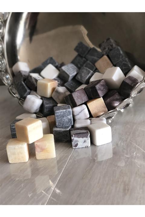 Lux and Marble Ice - 4 Renk Mermerden Buz Küpü / Viski Taşı Seti