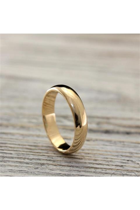 deren gümüş Bombeli 14 Ayar Altın Kaplama Gümüş Alyans 4 mm