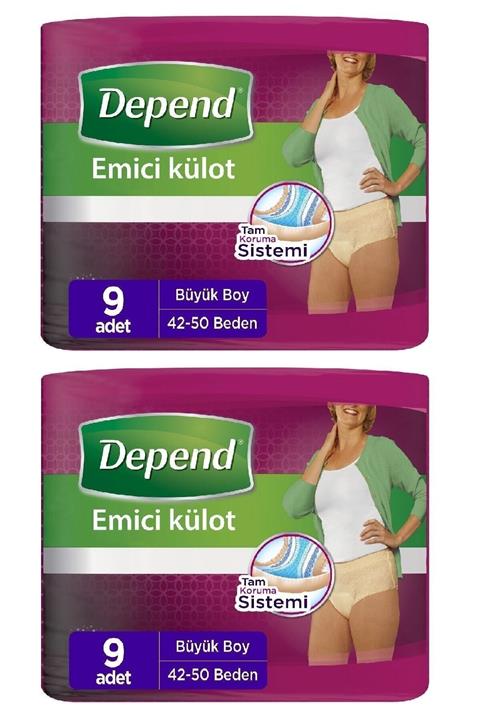 Depend Emici Külot Kadın Büyük Large 2'li Set (9 Adet*2pk)
