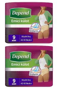 Depend Emici Külot Kadın Büyük Large 2'li Set (9 Adet*2pk)