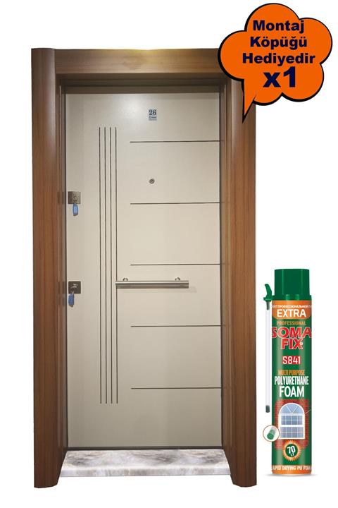 Tezdoor Tez3651 Ahşap Kaplama Kasa Düz Model Daire Kapısı, Çelik Kapı, Villa Kapısı