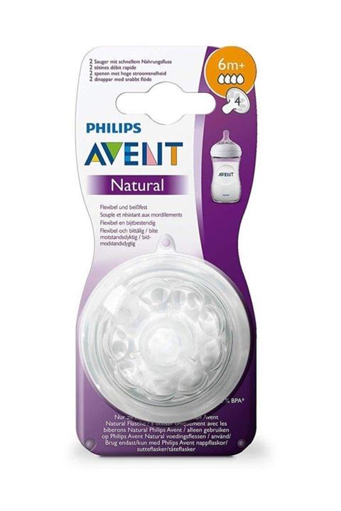 Philips Avent Natural Biberon Emziği Hızlı Akış 6m+ 4numara 3 Delikli Scf 044/27