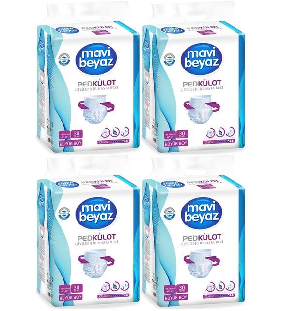 Mavi beyaz Ped Emici Külot Hasta Bezi Large Büyük 120 Adet