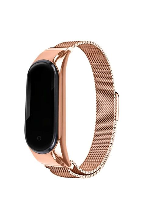 MobileGarage Xiaomi Mi Band 3 - 4 Uyumlu Metal Loop Rose Gold Kordon