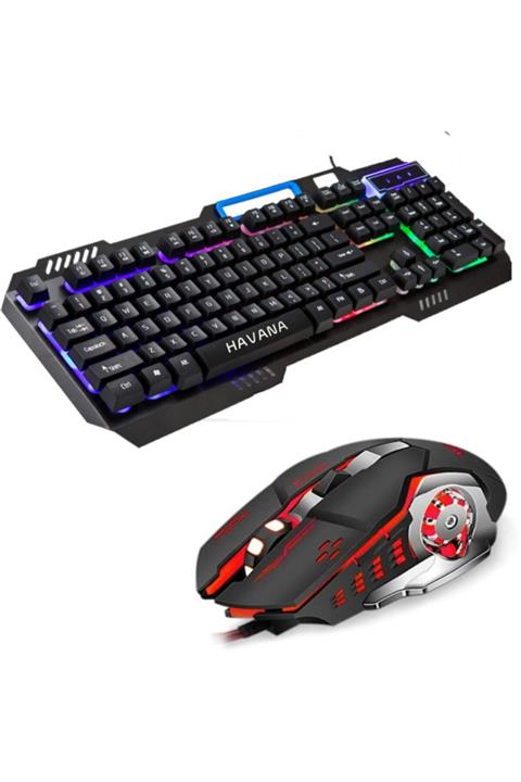 Havana Rgb Oyun Klavyesi Ve Renkli Mouse Set Usb Kablolu Led Arkadan Aydınlatmalı Oyun Klavye Mekanik Hisli