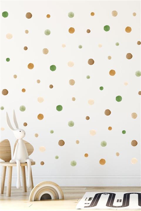 Sticker Ekspres 180 Adet Doğa Suluboya Puantiye Çocuk Odası Duvar Sticker Seti