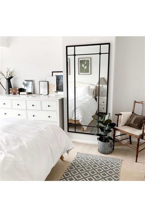 Red Proje Button Rect Çerçeve Lake Ayna Siyah 80*160cm