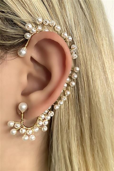 TAKIŞTIR Altın Renk Incili Kulak Aksesuarı