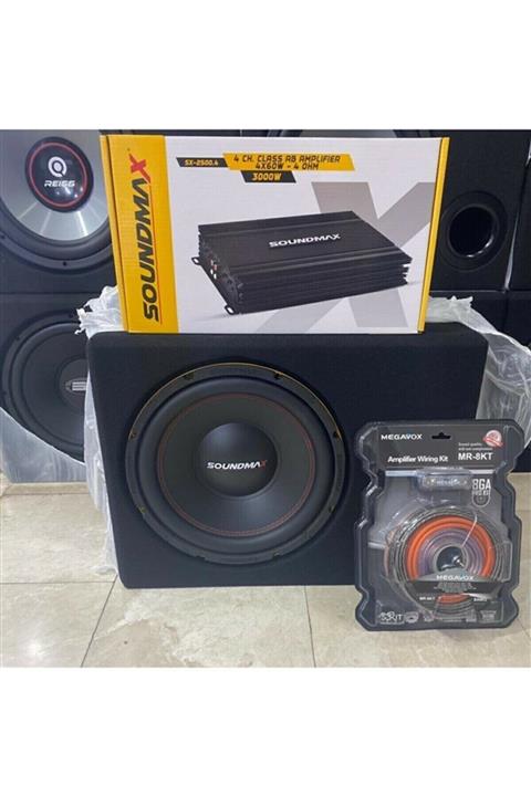 Soundmax Sx-fc12 Paket Set 30cm Bass 3000w 4x60 Rms 4kanallı Anfi Plc Kablo Seti 001sx-fc12 001sx-fc12