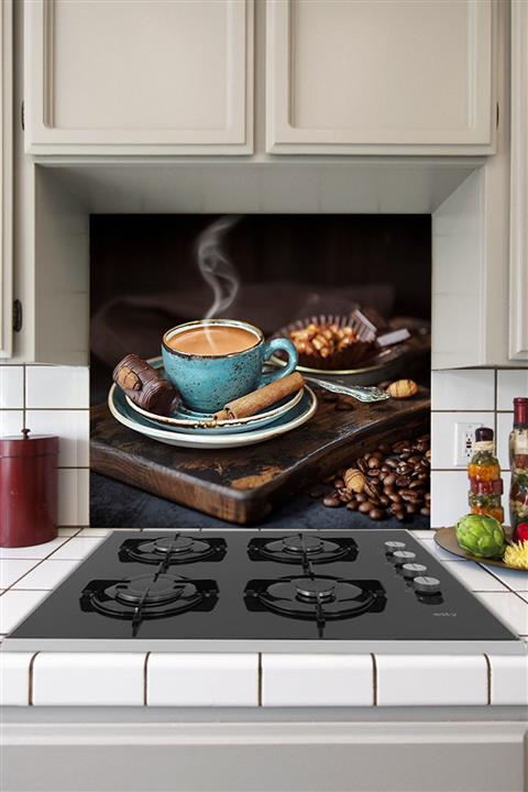 Tilki Dünyası Mutfak Ocağı Arkası Kahve ve Çikolata Sticker