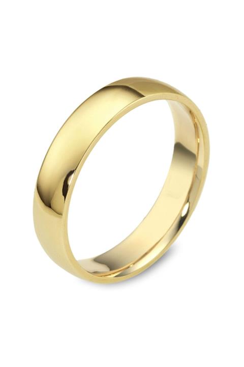 pink diamond Klasik Içi Dolu Bombeli 14 Ayar 4 Mm Sarı Altın Alyans