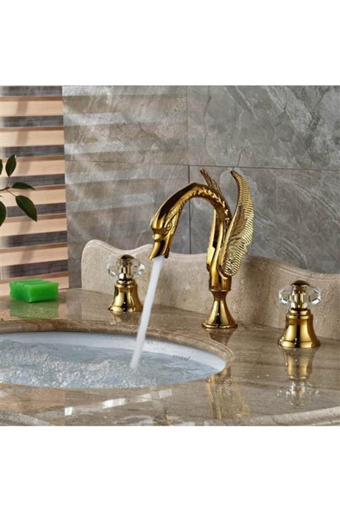 OEM Banyo Lavabo Bataryası Kuğu Altın Dore Ankastre Gold Yeni 5 Yıl Garantili