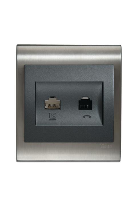 VİKO Thea Blu Data-numeris Telefon Prizi/tüm Renkler - Inox Mat - Siyah