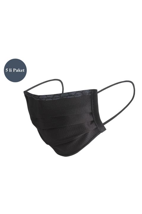 Maisonette Yıkanabilir Pamuklu Yüz Maskesi 5 Li Paket Siyah