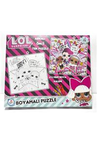 LOL 35 Parça Arkalı Önlü Boyamalı Puzzle + 6'lı Mum Boya Kalemi