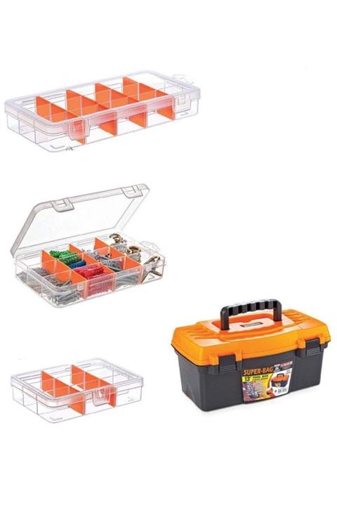 Depolife Organizer Kutu Seti Plastik Bölmeli Alet Çantası Dremel Balık Boncuk Vida Saklama Değişken Bölmeli