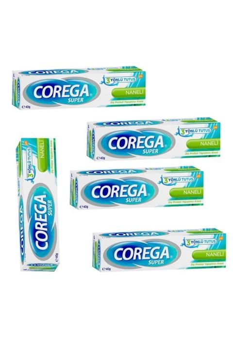 Corega Süper Diş Protezi Yapıştırıcı Naneli Krem 40 Gr 5 Adet Skt 01/2023
