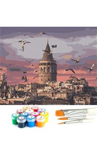 Carpuz Hobby Sayılarla Boyama Tablo Seti Gün Batımı Galata 40x50cm Kasnaklı