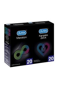 Durex Maraton Geciktiricili 20'li + Karşılıklı Zevk 20'li Prezervatif Avantaj Paketi