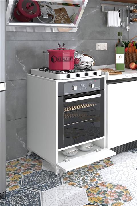 Kenzlife ankastre modülü kabini krom byz fırın ocak dolabı kapaklı ayaklı sabit tabla