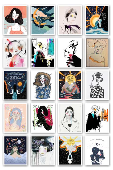 Mia Pera 20 Li Kartpostal Seti Illüstrasyon Kadın Çizim Suluboya Pop Art Kolaj(ölçüler: 11 X 15 Cm)