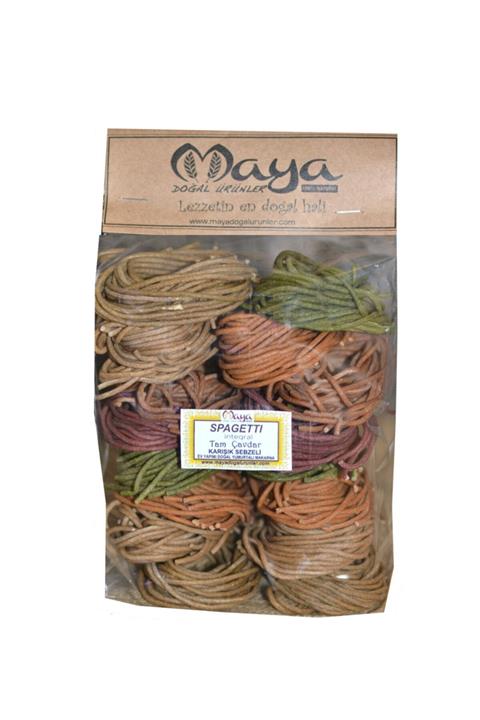 MAYA DOĞAL ÜRÜNLER Spagettı Integral Tam Buğday Karışık Sebzeli Kepekli Makarna 500gr