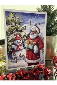 Etiket Annesi Simli Kartpostal 5 Li Noel Baba Temalı