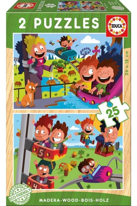 EDUCA Fun Park Tahta Puzzle 2 x 25 Parça No.17620