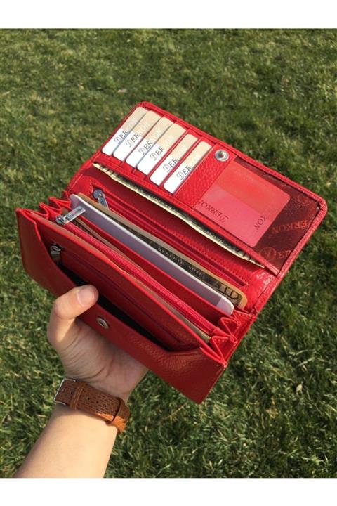 DERKON Kullanışlı Hakiki Deri Kadın Cüzdanı
