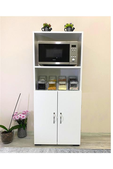 IRMAK MOBİLYA Fırın Dolabı , 2 Kapaklı Bölmeli Mikrodalga Fırın Dolabı Mini Fırın Mutfak Dolabı 2 Kapılı