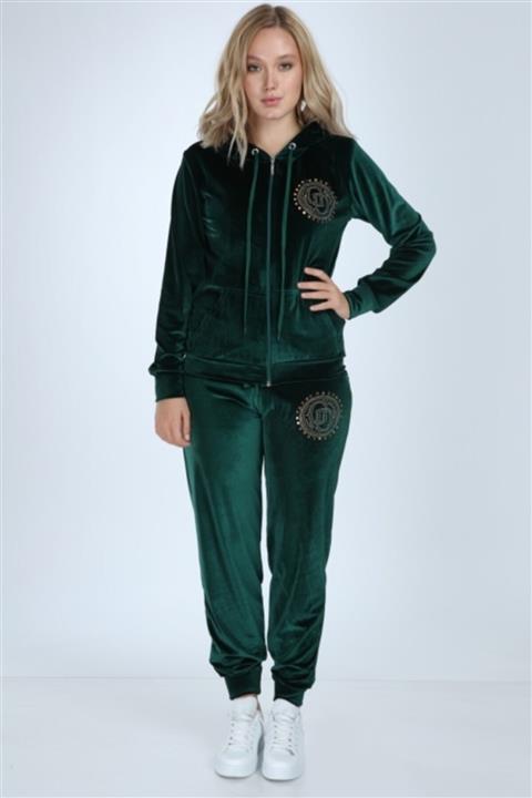 İkmal Kadın Zümrüt Paça Lastik Kadife Eşofman