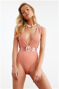 TRENDYOLMİLLA Gül Kurusu Kemerli Mayo TBESS20MA0249