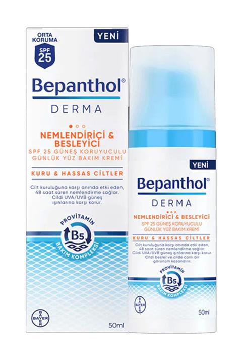 Bepanthol Derma Nemlendirici &Besleyici SPF 25 Günlük Yüz Kremi 50ML l Provitamin B5 Bakım Kompleksi