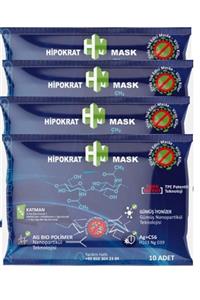 HİPOKRAT MASK Hipokrat 4 4=8 Katlı Cerrahi Maske 10x4 Paket Gümüş Ion & Biopolimer Katmanlı Virüs Öldürücü