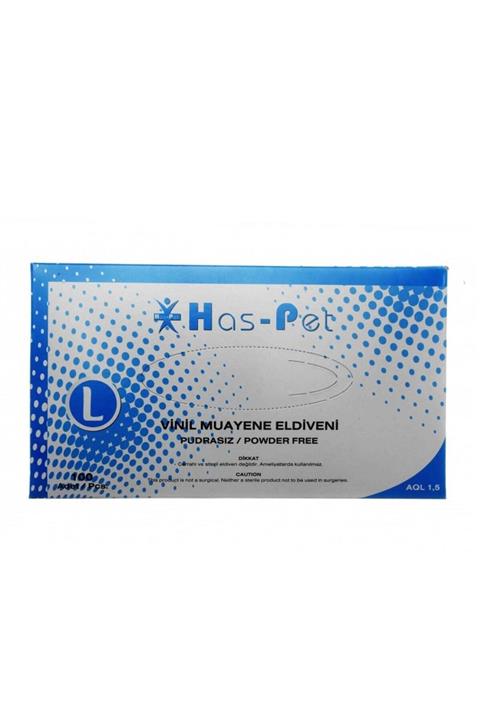 HasPet Vinil Muayene Eldiveni Pudrasız-100 Adet (L BEDEN)