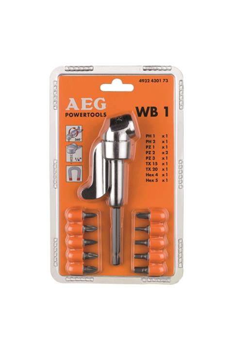 AEG Wb1 Vidalama Köşe Adaptöru + 10 Parça Uç Seti