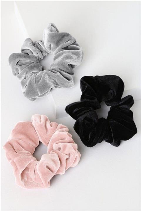 H&E DESIGN Kadın 3'lü Kadife Saç Lastik Toka Seti