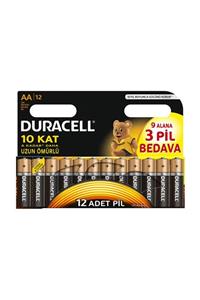 Duracell Alkalin AA Piller, 12'li Paket