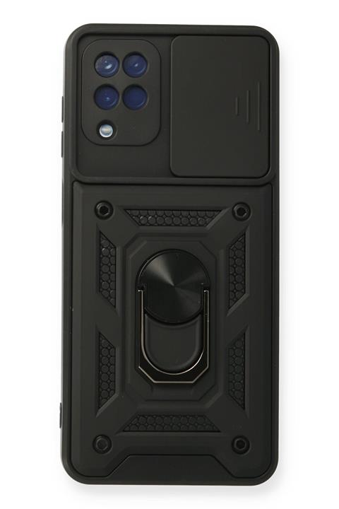 Samsung Galaxy A12 Kılıf Pars Lens Yüzüklü Silikon - Siyah