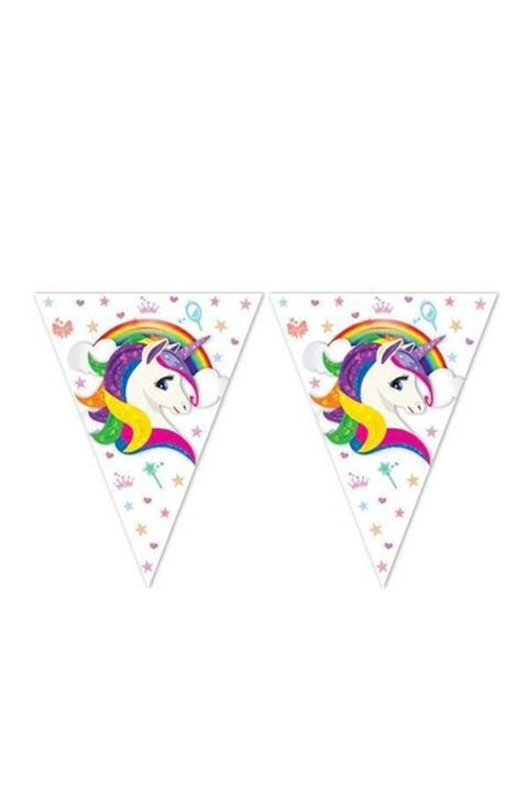 UNICORN Temalı Doğum Günü Konsept Üçgen Flama