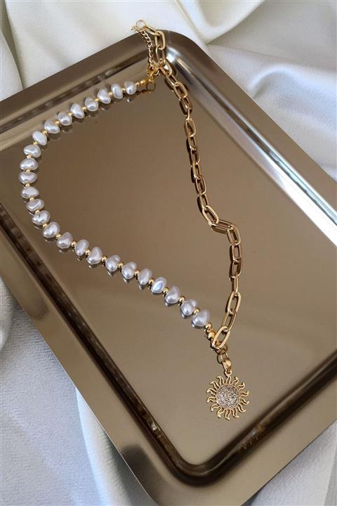 Histakı Ayarlanabilir İncili Güneş Uçlu Kolye