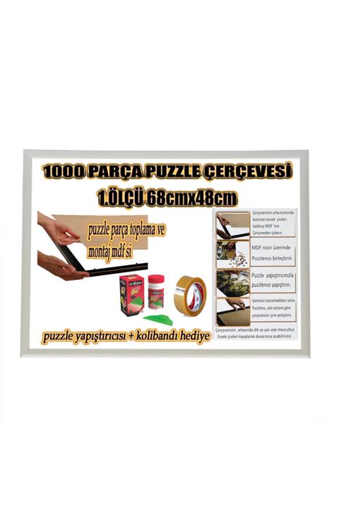 EFOR PUZZLE ÇERÇEVESİ 1000 Parça -camsız - 1.ölçü 68 Cm X 48 Cm - Renk Beyaz -çerçeve Genişliği 23 Mm